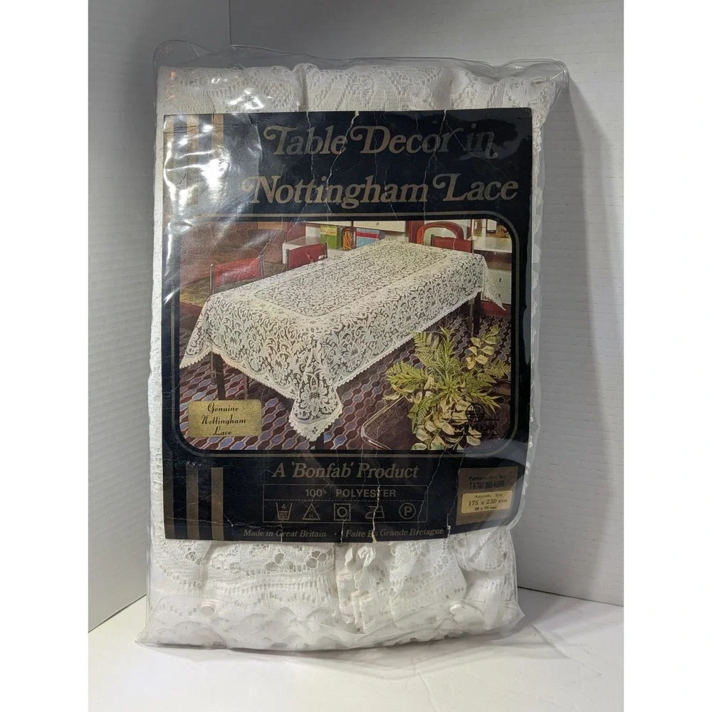 Table Charm Nottingham Lace White Tablecloth Rectangle 68x90 Cotton USA Belvoir